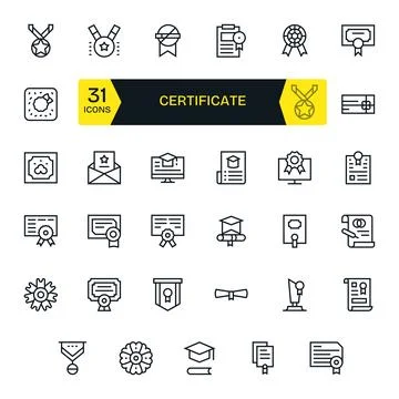 Certificate Vector Graphics featuring 35 Regular Line Detail Enhanced Retin.. Stock Illustration