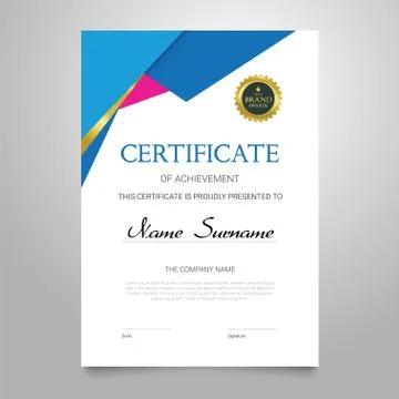 Certificate - vertical elegant vector document Stock Illustration