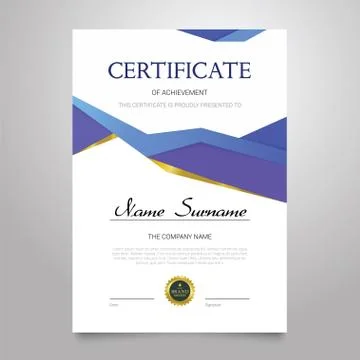 Certificate - vertical elegant vector document Stock Illustration