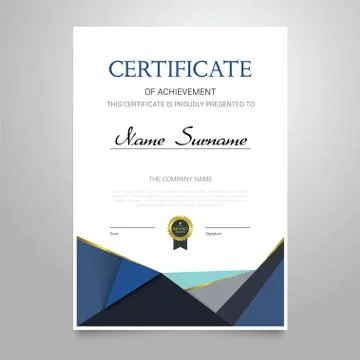 Certificate - vertical elegant vector document Stock Illustration