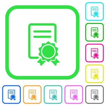 Certificate vivid colored flat icons icons Stock Illustration