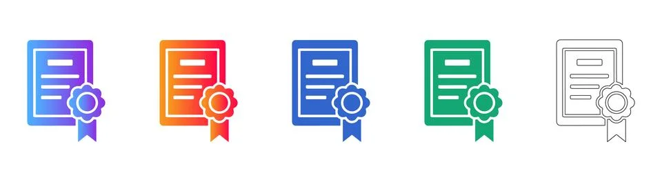 Certification and Quality Award Document Icons Ilustración de archivo