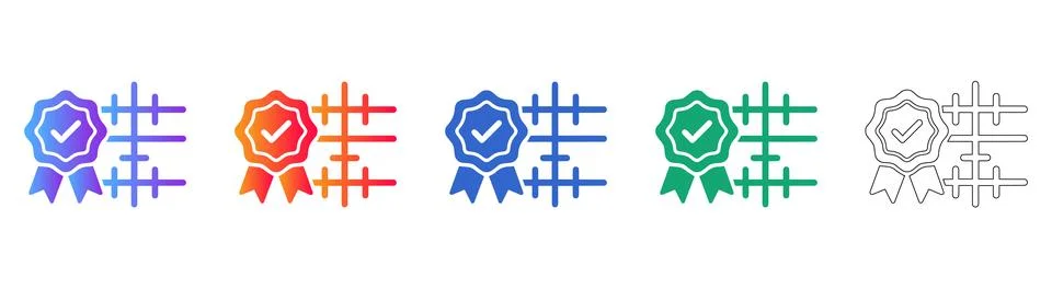 Certification and Scoring System Icon Set Stock Illustration