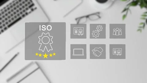Certification and standardization process, iso certified business, Stock Footage 281628762