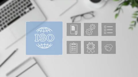 Certification and standardization process, iso certified business, Stock Footage 281628763