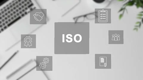 Certification and standardization process, iso certified business, Stock Footage 281628766