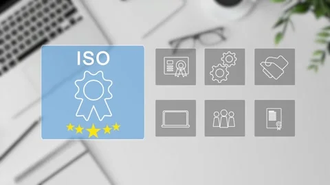 Certification and standardization process, iso certified business, Stock Footage 281628780