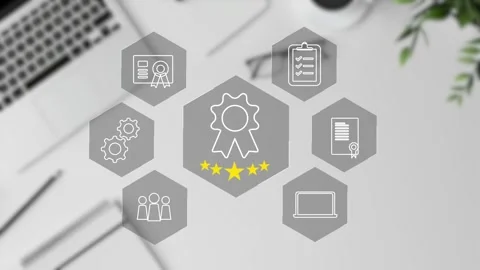Certification and standardization process, iso certified business, Stock Footage 281628781