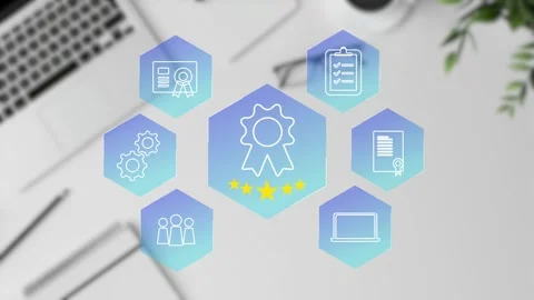 Certification and standardization process, iso certified business, Stock Footage 281628794