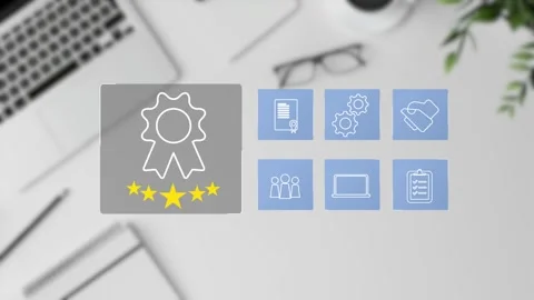 Certification and standardization process, iso certified business, Stock Footage 281628823