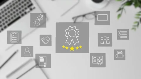 Certification and standardization process, iso certified business, Stock Footage 281628824