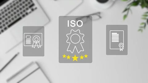 Certification and standardization process, iso certified business, Stock Footage 281628838