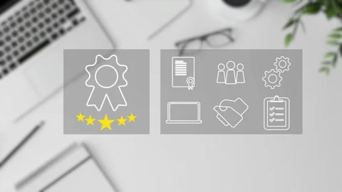 Certification and standardization process, iso certified business, Stock Footage 281628840