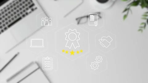 Certification and standardization process, iso certified business, Stock Footage 281628841