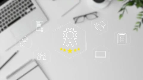 Certification and standardization process, iso certified business, Stock Footage 281628850