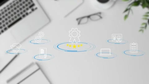 Certification and standardization process, iso certified business, Stock Footage 281628857