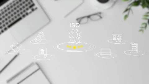 Certification and standardization process, iso certified business, Stock Footage 281628860