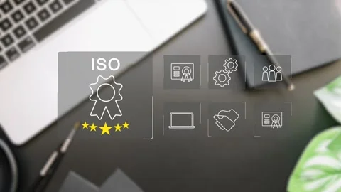 Certification and standardization process, iso certified business, Stock Footage 281628915
