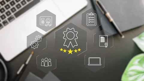 Certification and standardization process, iso certified business, Stock Footage 281628925