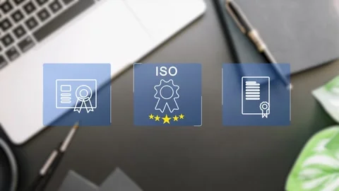 Certification and standardization process, iso certified business, Stock Footage 281628985