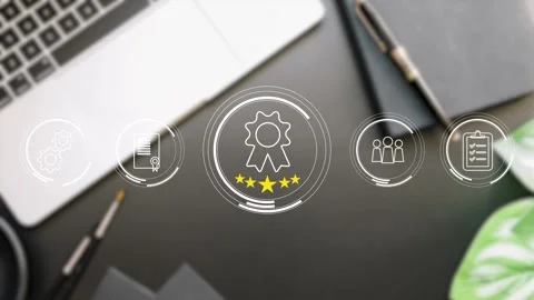 Certification and standardization process, iso certified business, Stock Footage 281628993