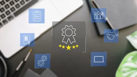 Certification and standardization process, iso certified business, Stock Footage 281629019