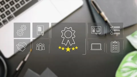 Certification and standardization process, iso certified business, Stock Footage 281629047