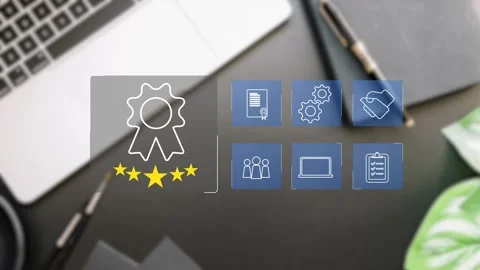 Certification and standardization process, iso certified business, Stock Footage 281629048