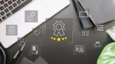 Certification and standardization process, iso certified business, Stock Footage 281629050