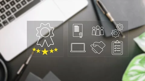 Certification and standardization process, iso certified business, Stock Footage 281629069