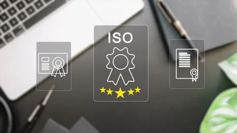 Certification and standardization process, iso certified business, Stock Footage 281629070