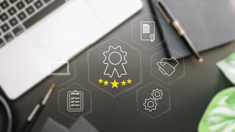 Certification and standardization process, iso certified business, Stock Footage 281629072