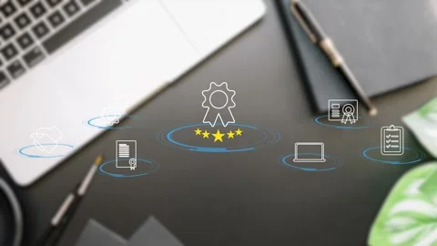 Certification and standardization process, iso certified business, Stock Footage 281629113