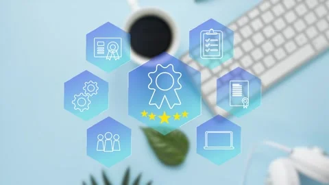 Certification and standardization process, iso certified business, Stock Footage 281629149