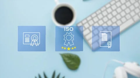 Certification and standardization process, iso certified business, Stock Footage 281629185