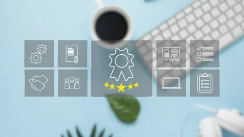 Certification and standardization process, iso certified business, Stock Footage 281629189