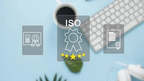 Certification and standardization process, iso certified business, Stock Footage 281629214
