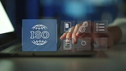 Certification and standardization process, iso certified business, Stock Footage 281717765