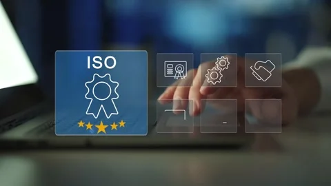 Certification and standardization process, iso certified business, Stock Footage 281717766