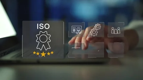 Certification and standardization process, iso certified business, Stock Footage 281717774