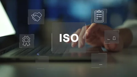 Certification and standardization process, iso certified business, Stock Footage 281717787