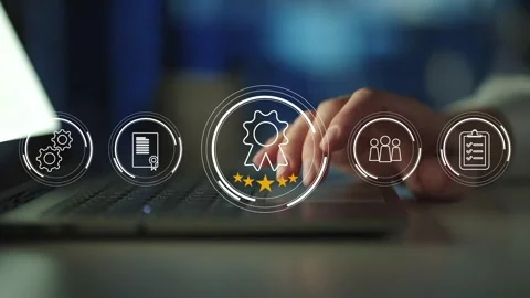 Certification and standardization process, iso certified business, Stock Footage 281717821