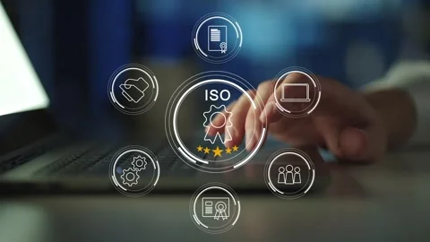 Certification and standardization process, iso certified business, Stock Footage 281717837