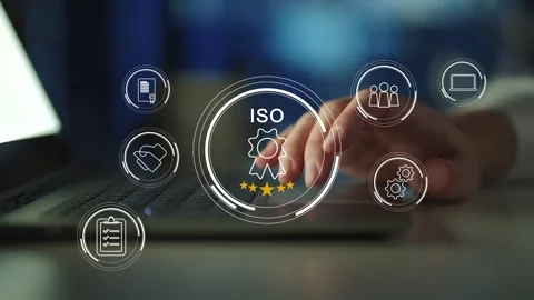 Certification and standardization process, iso certified business, Stock Footage 281717841