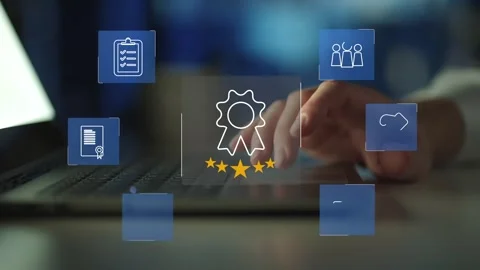 Certification and standardization process, iso certified business, Stock Footage 281718070