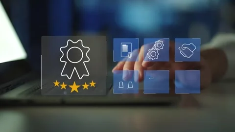 Certification and standardization process, iso certified business, Stock Footage 281718266