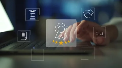 Certification and standardization process, iso certified business, Stock Footage 281718267