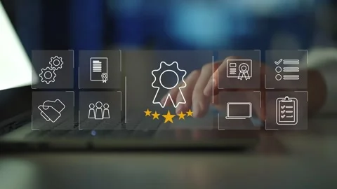 Certification and standardization process, iso certified business, Stock Footage 281718287
