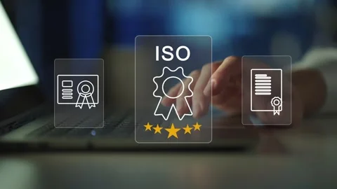 Certification and standardization process, iso certified business, Stock Footage 281718311