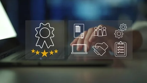 Certification and standardization process, iso certified business, Stock Footage 281718316